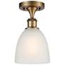 Castile 6" Wide Brass Ceiling Light w/ White Castile Glass