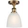 Castile 6" Wide Brass Ceiling Light w/ White Castile Glass