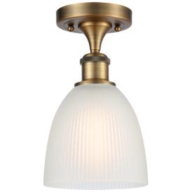 Castile 6" Wide Brass Ceiling Light w/ White Castile Glass Castile 6" Wide Brass Ceiling Light w/ White Castile Glass