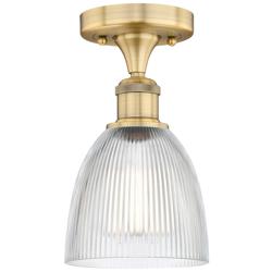 Castile 6" Wide Brushed Brass Flush Mount With Clear Glass Shade