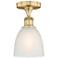Castile 6" Wide Brushed Brass Flush Mount With White Glass Shade