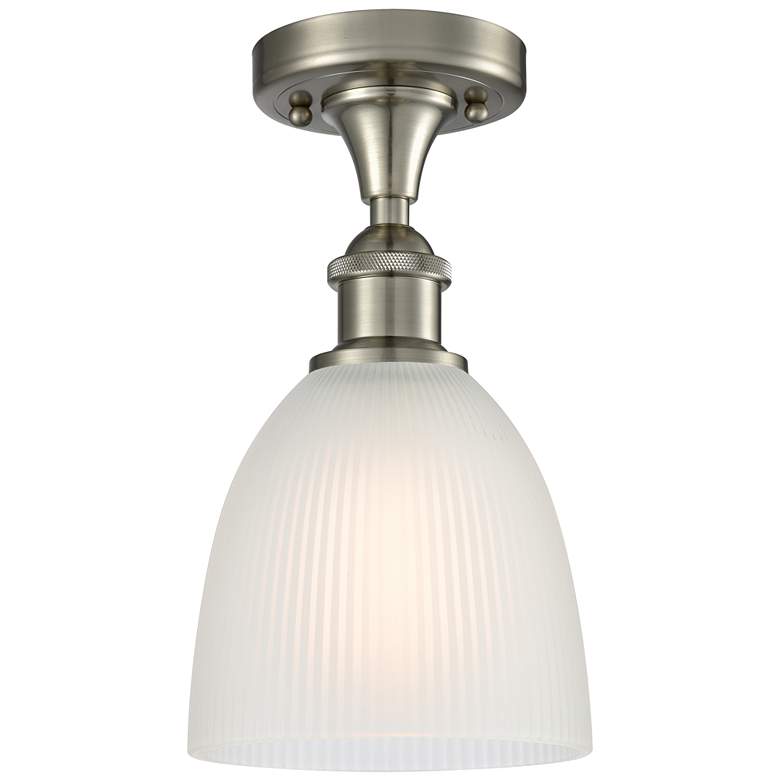 Image 1 Castile 6" Wide Brushed Satin Nickel Flush Mount w/ White Shade