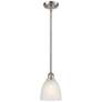 1_Castile 6" Wide Brushed Satin Nickel Stem Hung Mini Pendant w/ White S