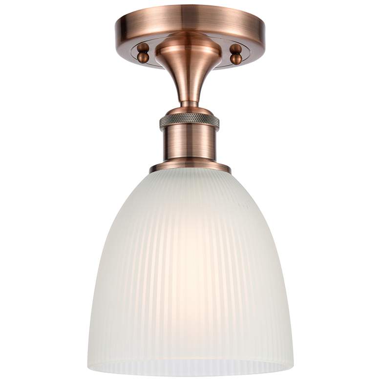 Image 1 Castile 6" Wide Copper Semi Flush Mount w/ White Shade