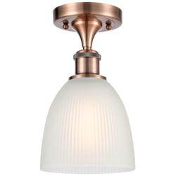 Castile 6" Wide Copper Semi Flush Mount w/ White Shade