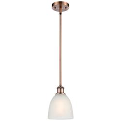 Castile 6" Wide Copper Stem Hung Mini Pendant w/ White Shade