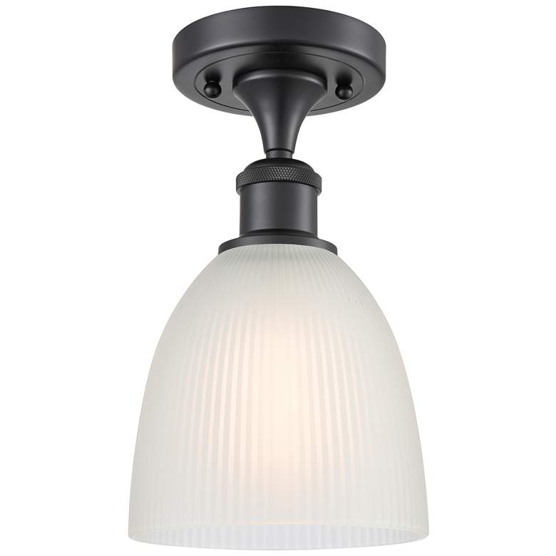 Image 1 Castile 6" Wide Matte Black Semi Flush Mount w/ White Shade
