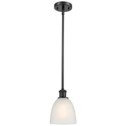 Castile 6" Wide Matte Black Stem Hung Mini Pendant w/ White Shade