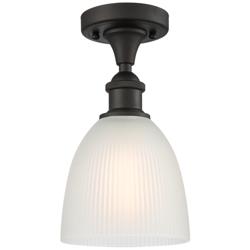 Castile 6" Wide Oil Rubbed Bronze Semi Flush Mount w/ White Shade