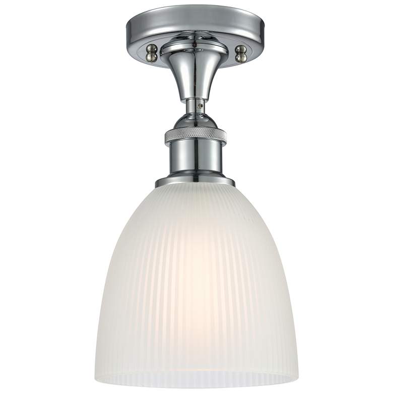 Image 1 Castile 6" Wide Polished Chrome Semi Flush Mount w/ White Shade