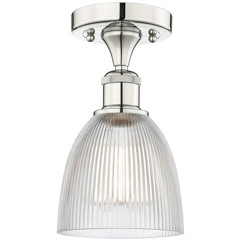 Image 1 Castile 6 inch Wide Polished Nickel Flush Mount With Clear Glass Shade