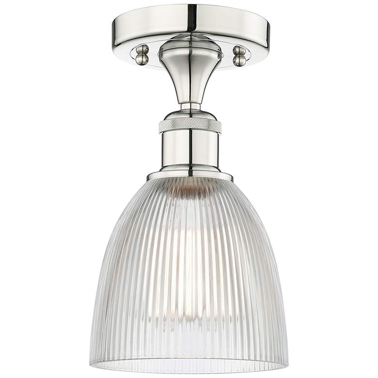 Image 1 Castile 6" Wide Polished Nickel Flush Mount With Clear Glass Shade