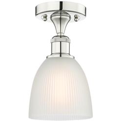 Castile 6&quot; Wide Polished Nickel Flush Mount With White Glass Shade