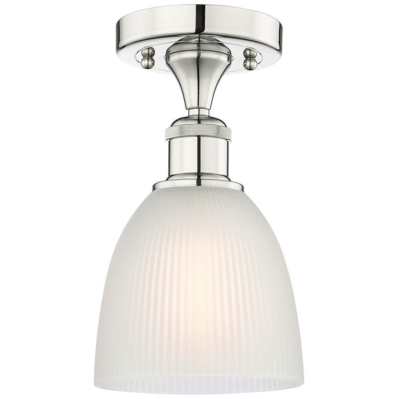 Image 1 Castile 6" Wide Polished Nickel Flush Mount With White Glass Shade