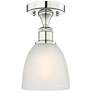 Castile 6" Wide Polished Nickel Flush Mount With White Glass Shade