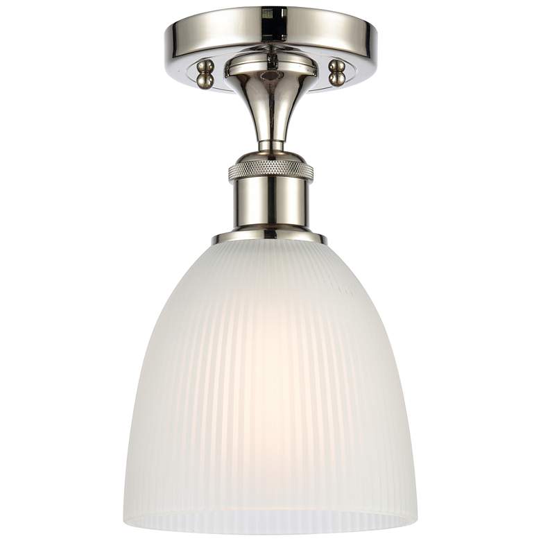 Image 1 Castile 6" Wide Polished Nickel Semi Flush Mount w/ White Shade