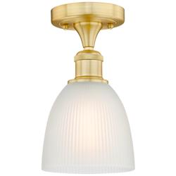 Castile 6&quot; Wide Satin Gold Flush Mount With White Glass Shade