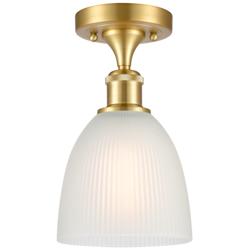 Castile 6" Wide Satin Gold Semi Flush Mount w/ White Shade