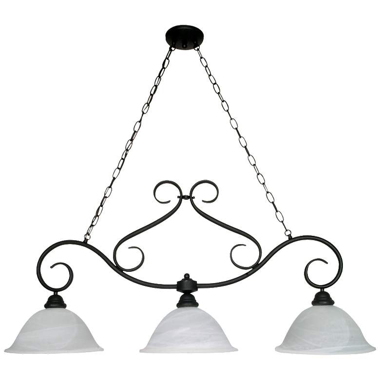 Image 1 Castillo; 3 Light; 44 in.; Island Pendant with Alabaster Swirl Glass