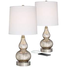 Image2 of Castine Mercury Glass Table Lamps with USB Port Set of 2