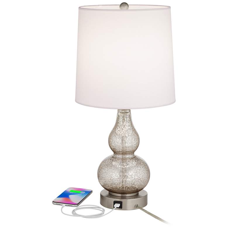 Image 3 Castine Mercury Glass Table Lamps with USB Port Set of 2 more views