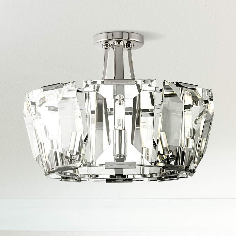 Image 1 Castle Aurora 17 1/2 inch Wide Crystal Panel Ceiling Light