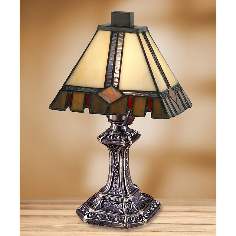 Image 1 Castle Cut 10 3/4" High Antique Bronze Accent Table Lamp