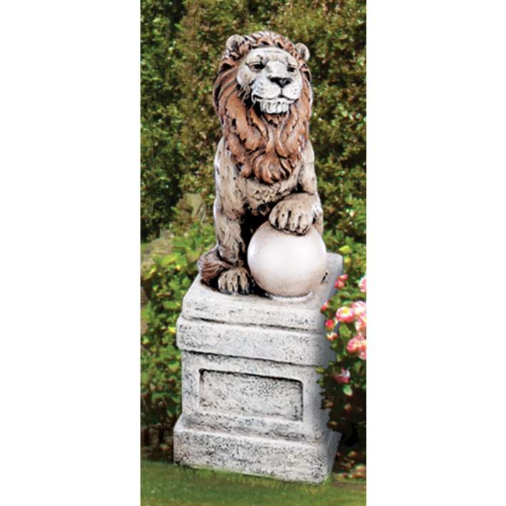 Castle Lion on Orb Left Facing 25" High Hi-Tone Outdoor Statue | Lamps Plus