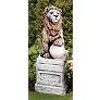 Castle Lion on Orb Left Facing 25"H Hi-Tone Outdoor Statue