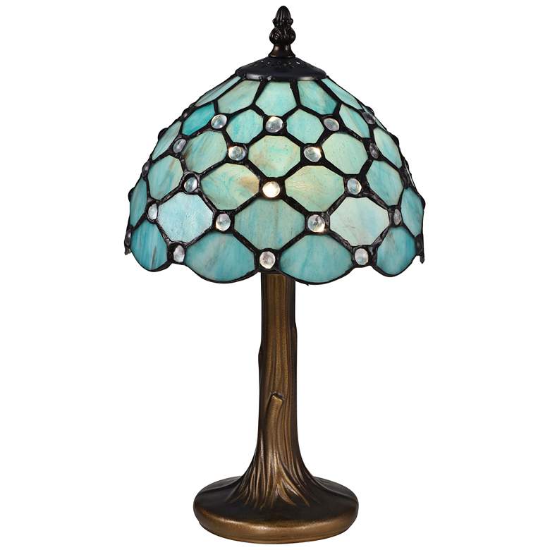 Castle Point 15&quot;H Bronze Tiffany-Style Accent Table Lamp