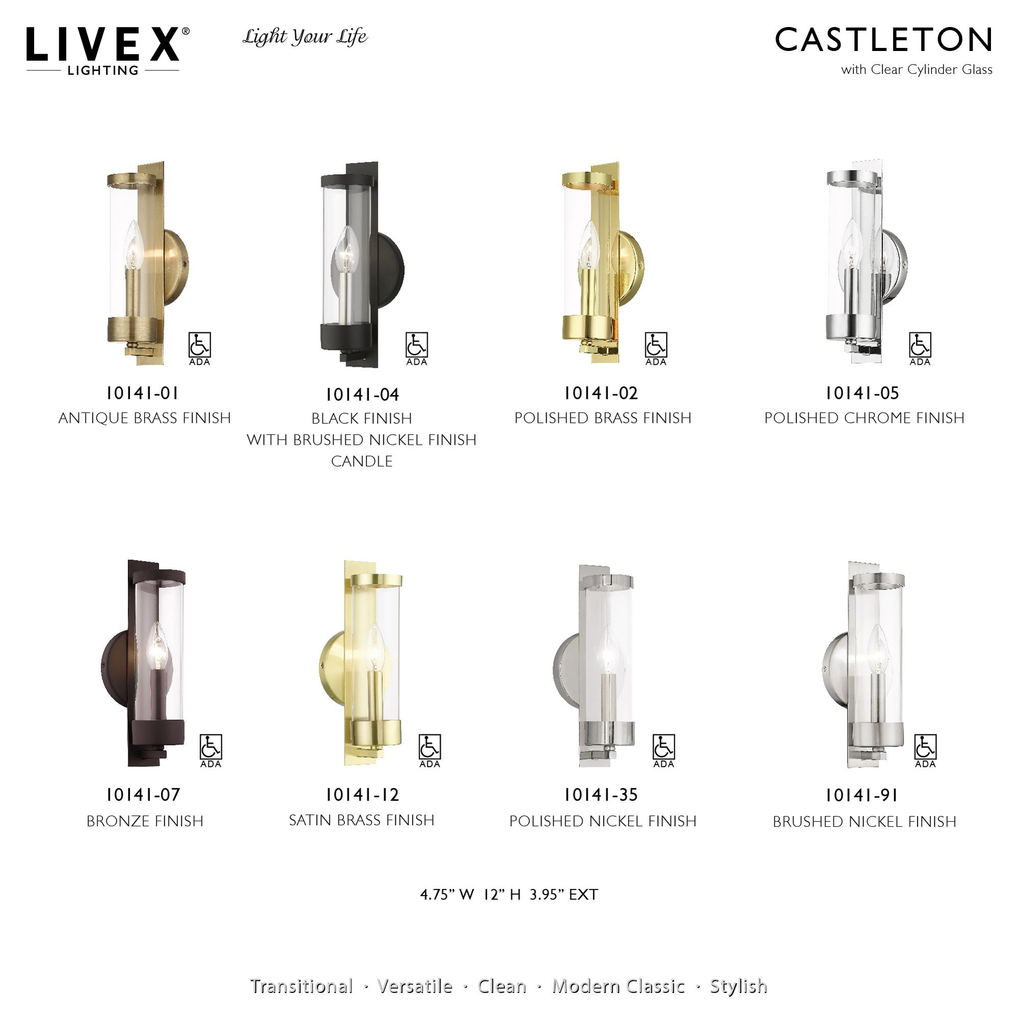 Castleton 1 Light Satin Brass ADA Single Sconce