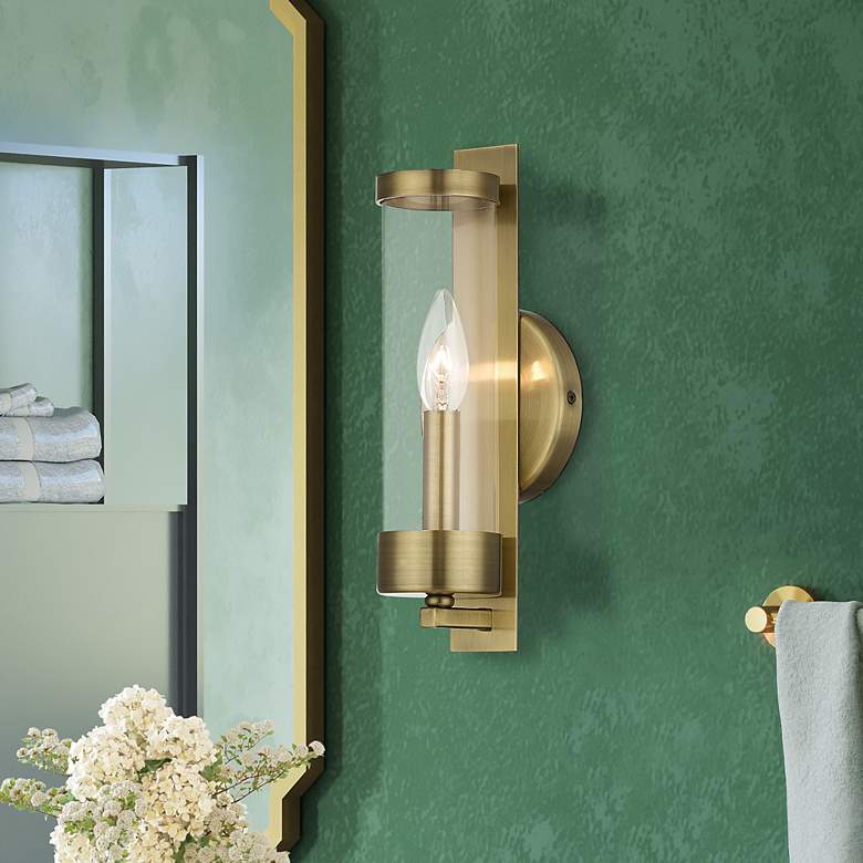 Image 1 Castleton 12" High Antique Brass Wall Sconce