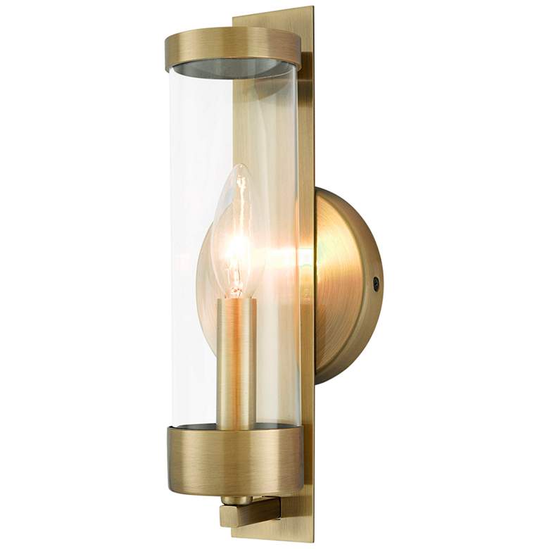 Image 3 Castleton 12" High Antique Brass Wall Sconce more views