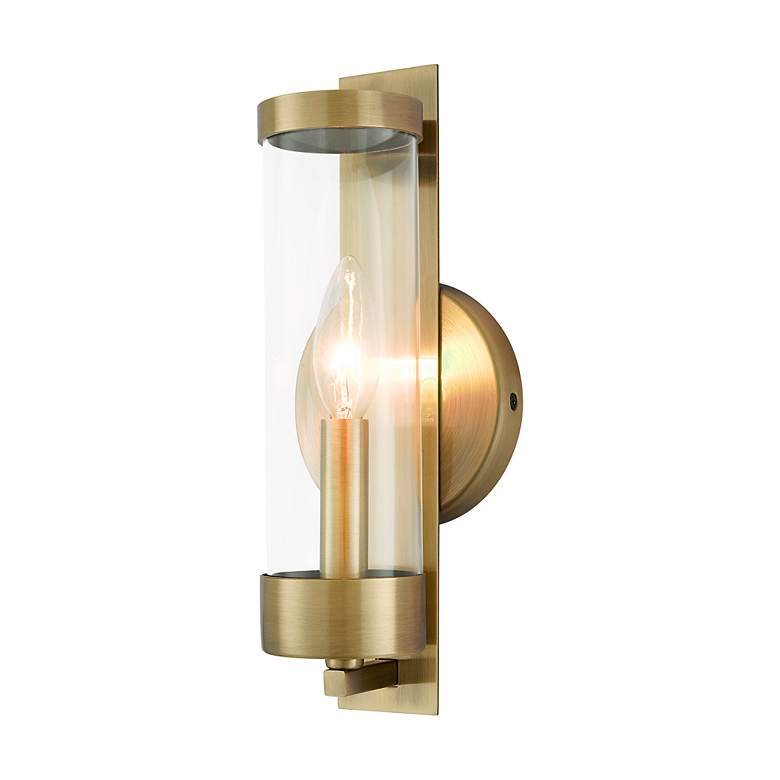 Image 5 Castleton 12" High Antique Brass Wall Sconce more views