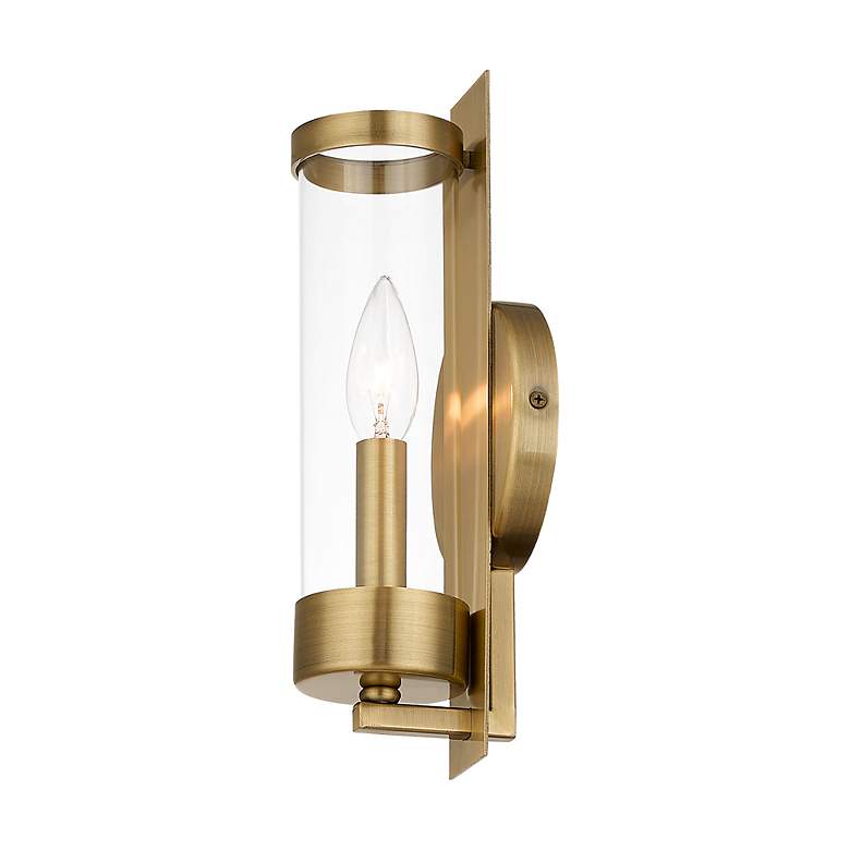 Image 7 Castleton 12" High Antique Brass Wall Sconce more views