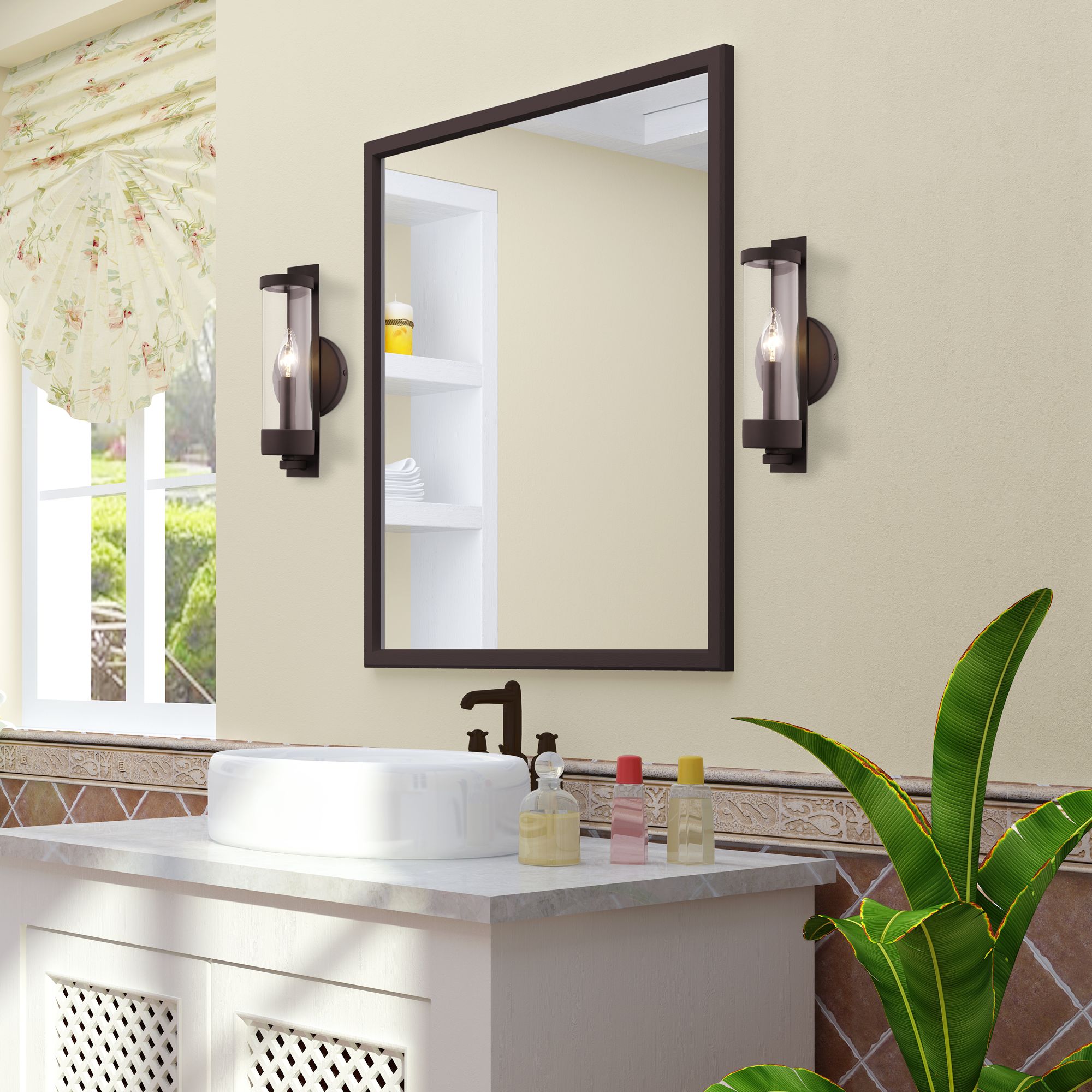 Castleton 12" High Bronze Wall Sconce in scene