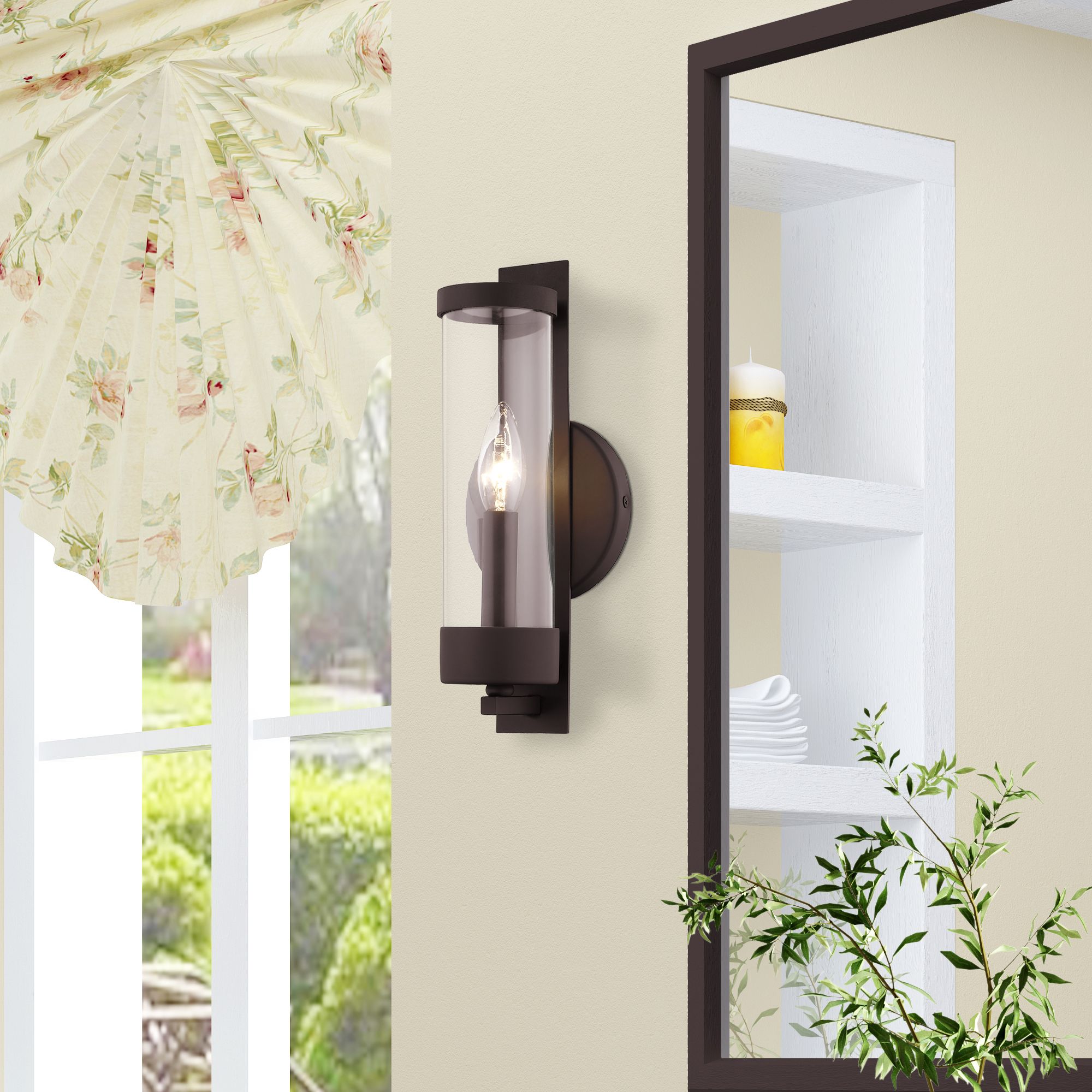 Castleton 12" High Bronze Wall Sconce in scene