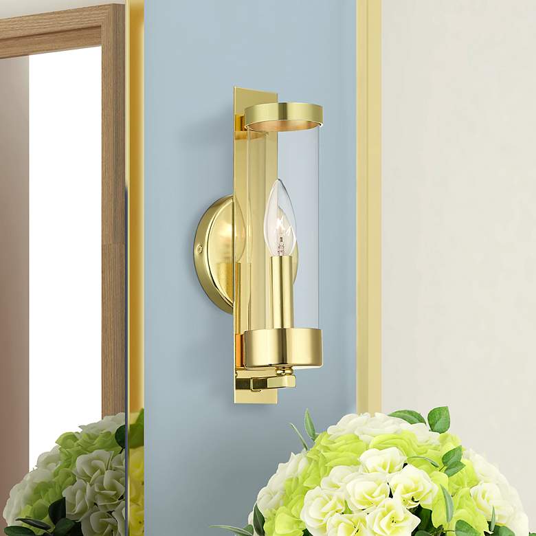 Image 2 Castleton 12" High Polished Brass Wall Sconce