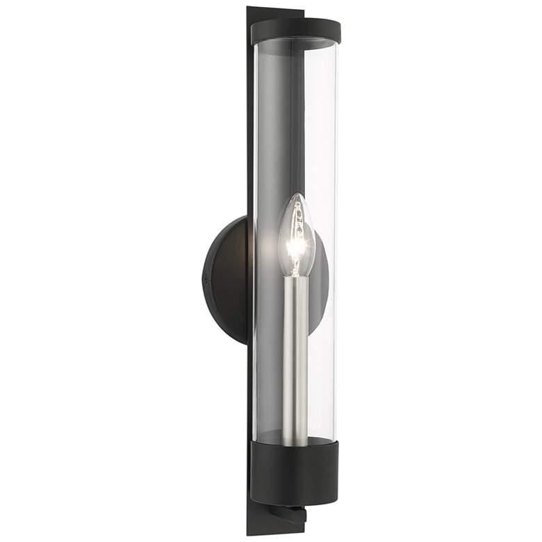 Image 2 Castleton 18" High Black and Cylinder Glass Wall Sconce