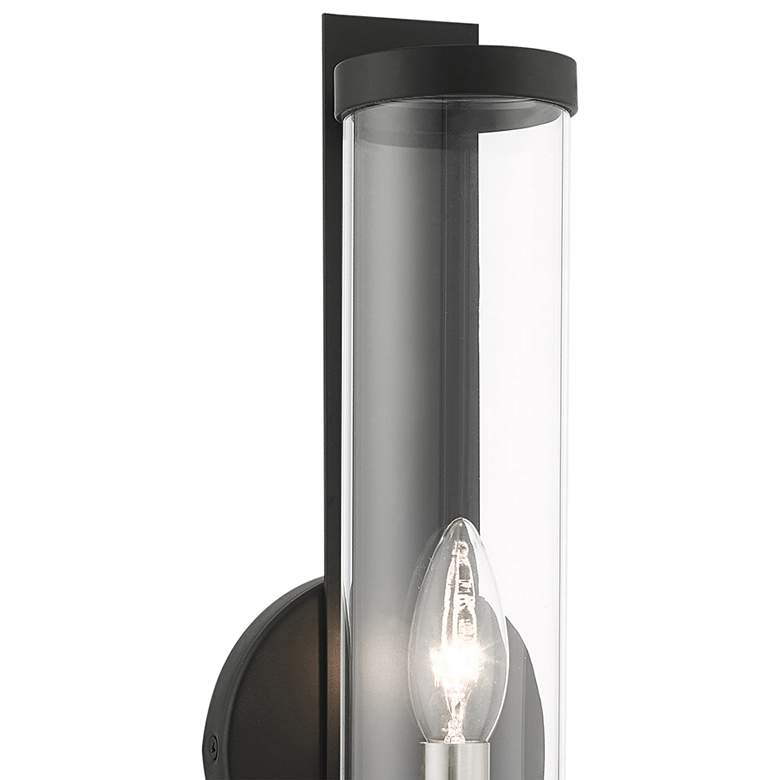 Image 3 Castleton 18" High Black and Cylinder Glass Wall Sconce more views