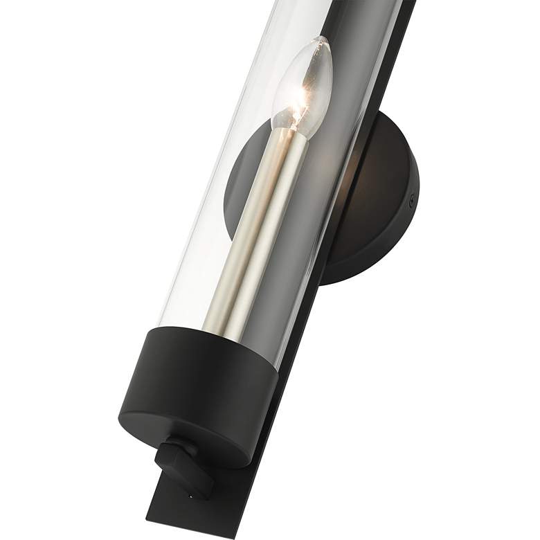Image 6 Castleton 18 inch High Black and Cylinder Glass Wall Sconce more views