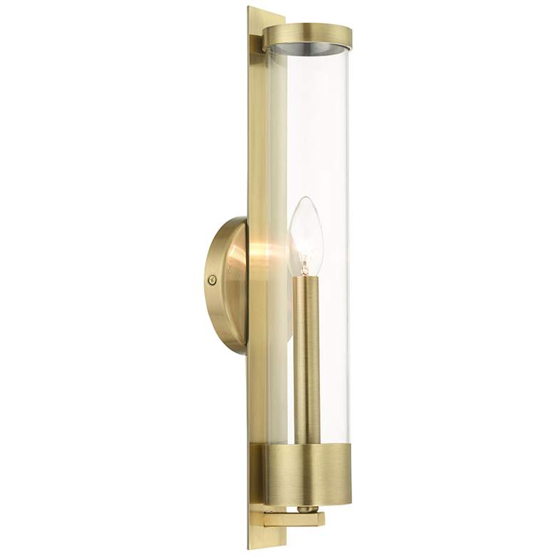 Image 2 Castleton 18"H Antique Brass and Cylinder Glass Wall Sconce