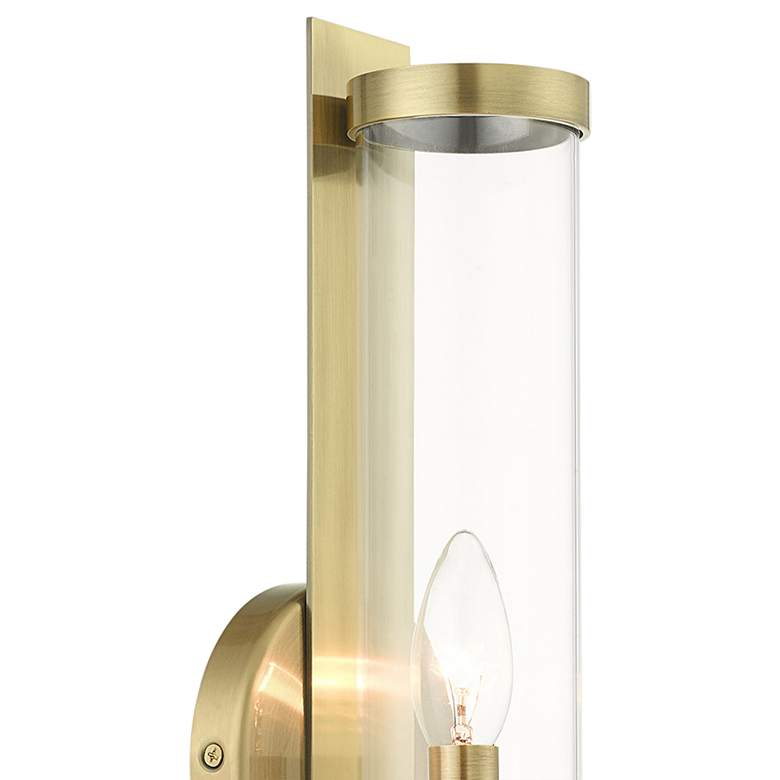 Image 3 Castleton 18"H Antique Brass and Cylinder Glass Wall Sconce more views