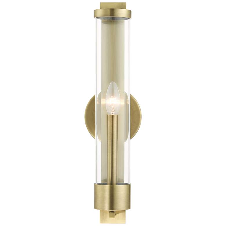 Image 5 Castleton 18"H Antique Brass and Cylinder Glass Wall Sconce more views
