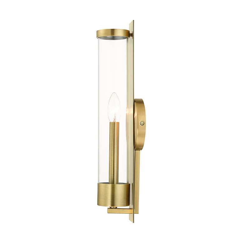 Image 7 Castleton 18"H Antique Brass and Cylinder Glass Wall Sconce more views