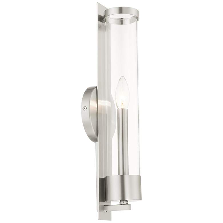 Image 2 Castleton 18"H Brushed Nickel and Cylinder Glass Wall Sconce
