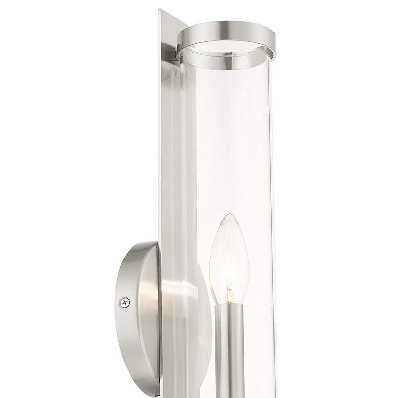 Image 3 Castleton 18"H Brushed Nickel and Cylinder Glass Wall Sconce more views