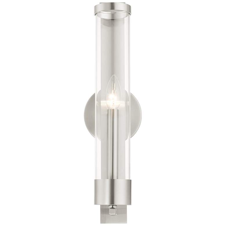 Image 5 Castleton 18"H Brushed Nickel and Cylinder Glass Wall Sconce more views