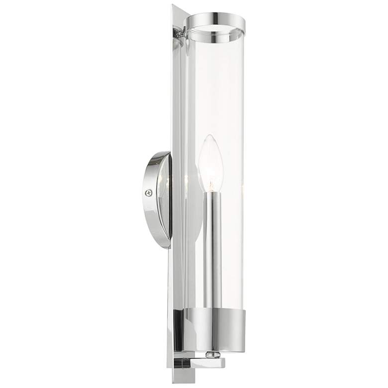 Image 2 Castleton 18 inchH Polished Chrome w/ Cylinder Glass Wall Sconce