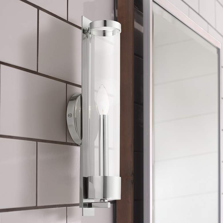 Image 1 Castleton 18"H Polished Chrome w/ Cylinder Glass Wall Sconce